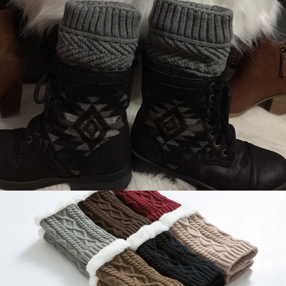 🆕6 colors👢Reversible Boot Topper Knit Leg Warmer - Picture 3 of 8